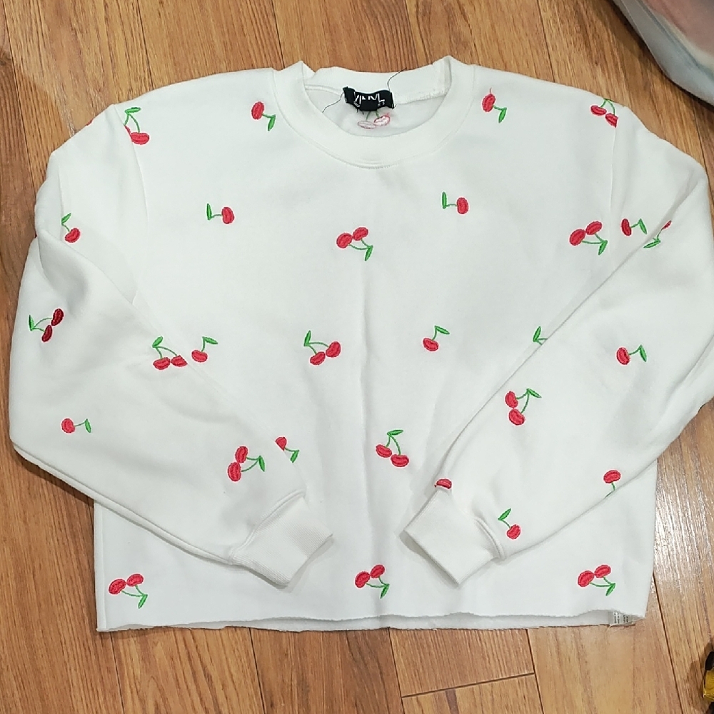 White Cherry Embroidered Sweatshirt